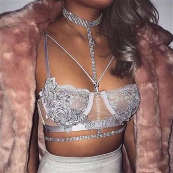 Jewelry - Clear Crystal Bra Harness Sexy Bikini Body Chain